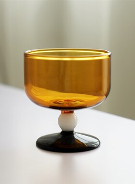 高硼硅黑色d玻璃高脚杯 星级餐厅用冰激凌杯 热红酒杯女士彩色杯