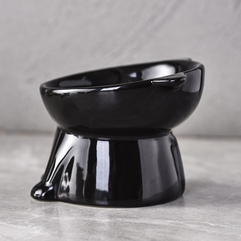 猫碗陶瓷猫食盆高脚斜口护颈防黑下巴猫咪饭碗防打翻宠物狗喝水碗