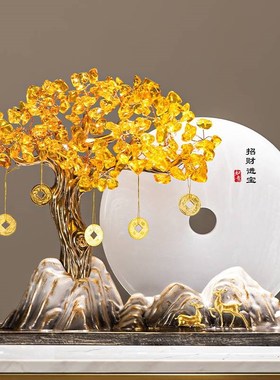 发财树摇钱树招财摆件流沙画客厅办公室装饰乔迁之喜搬家开业礼物