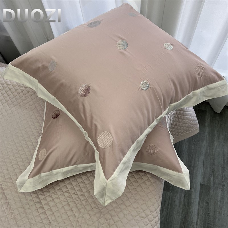 精品靠垫枕套100支长绒棉刺绣床品绣花简约靠背抱枕60*60一对