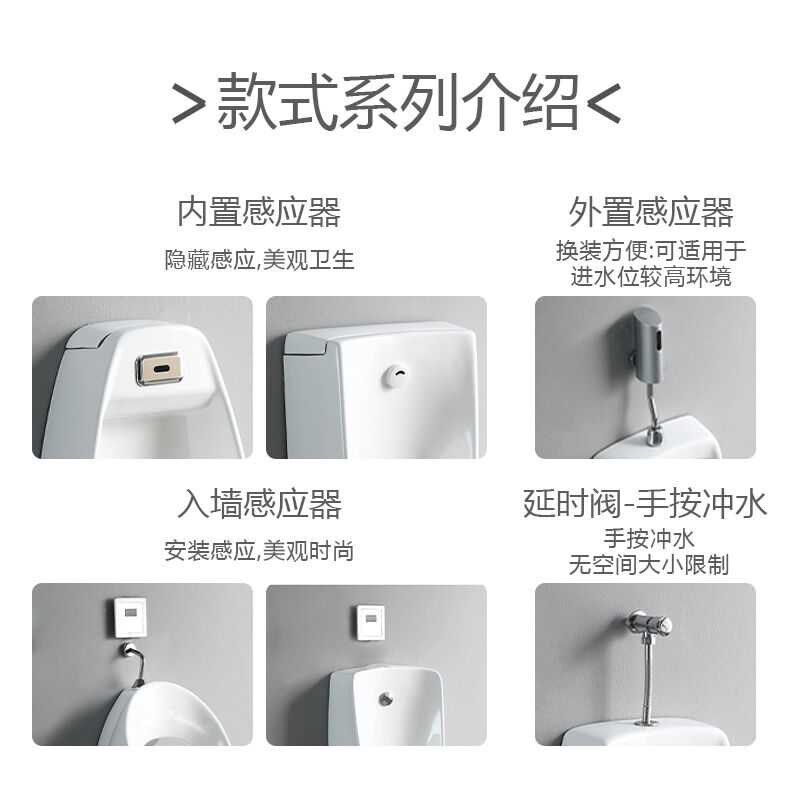 龙代男士小便池挂墙陶瓷成人小便器尿斗A款手动按压(地排/墙排备