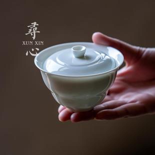 影青大号单个葫芦盖碗家用陶瓷手抓泡茶碗不烫手茶杯茶碗功夫茶具