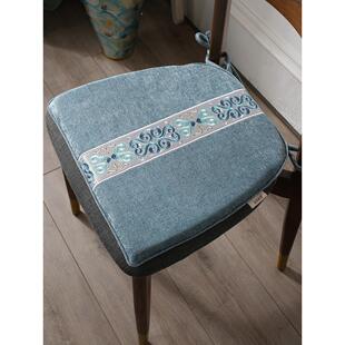 马蹄形坐垫家用实木四季通用中式餐椅凳座垫防滑可拆可洗