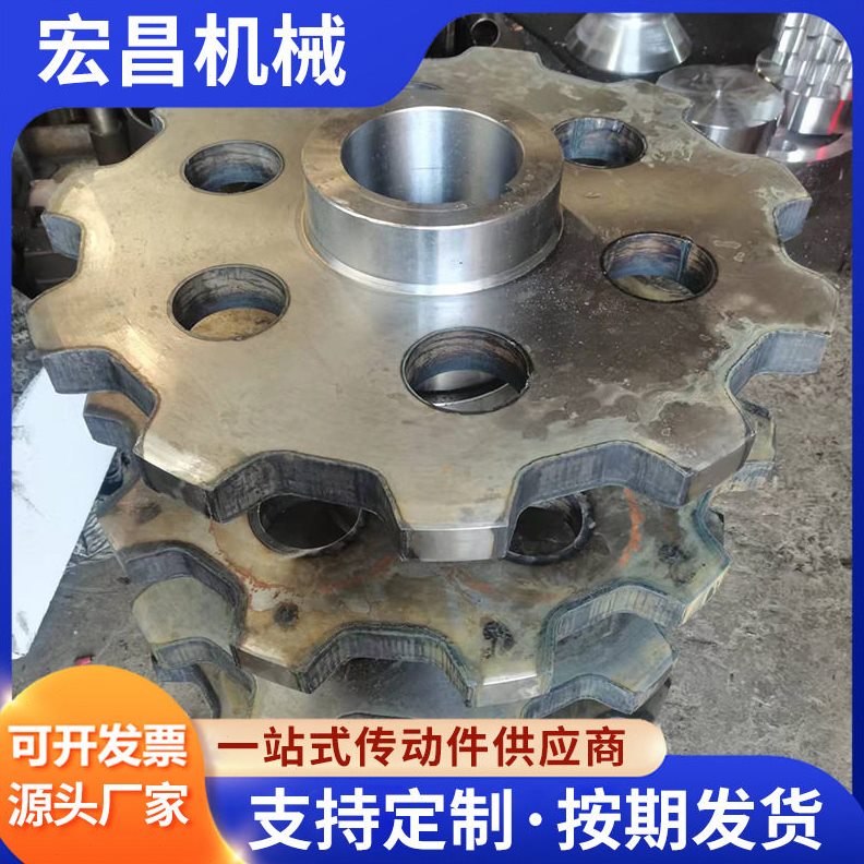 直销双节距传动排双排齿轮 节距50.8轴承孔工业链轮 不锈钢输送链