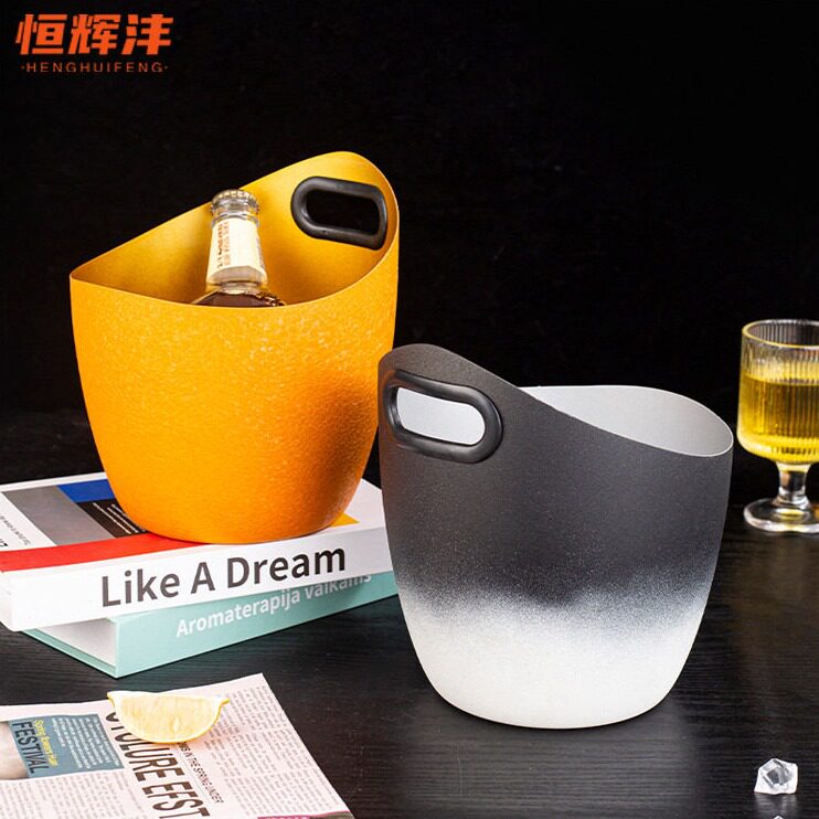 直销渐变不锈钢O型冰桶 生鲜冰镇展示红酒威士忌冰块桶酒吧酒具用