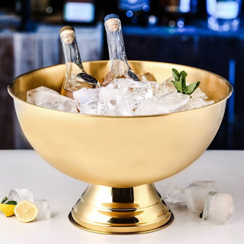 直销大不锈钢香槟盆冰桶酒吧冰粒冰镇冰酒啤酒红酒冰块冰的桶宾治