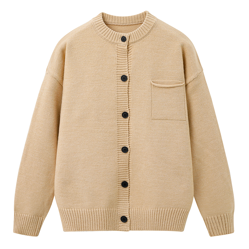 春秋新款中式慵懒风圆领开衫毛衣