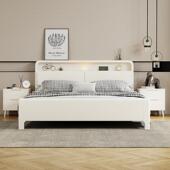 现代简约白色实木床橡木1.5m单人床1.8m欧式 双人床2x2米2大收纳床