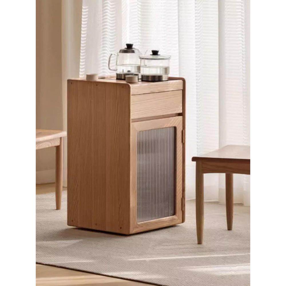 北子实木移动茶柜水壶集成茶吧机客厅家庭茶几侧柜移动小茶车