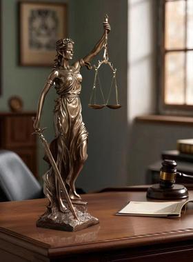 希腊风格司法女神雕像 法律主题铸铜办公室摆件 欧式家居饰品