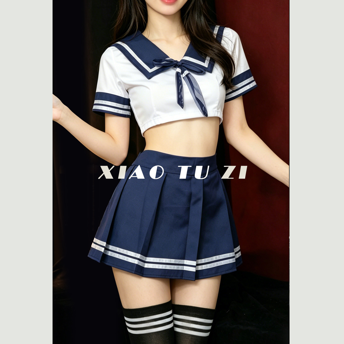 小兔子·学院风套装性感学生装清纯露腰经典短裙套装
