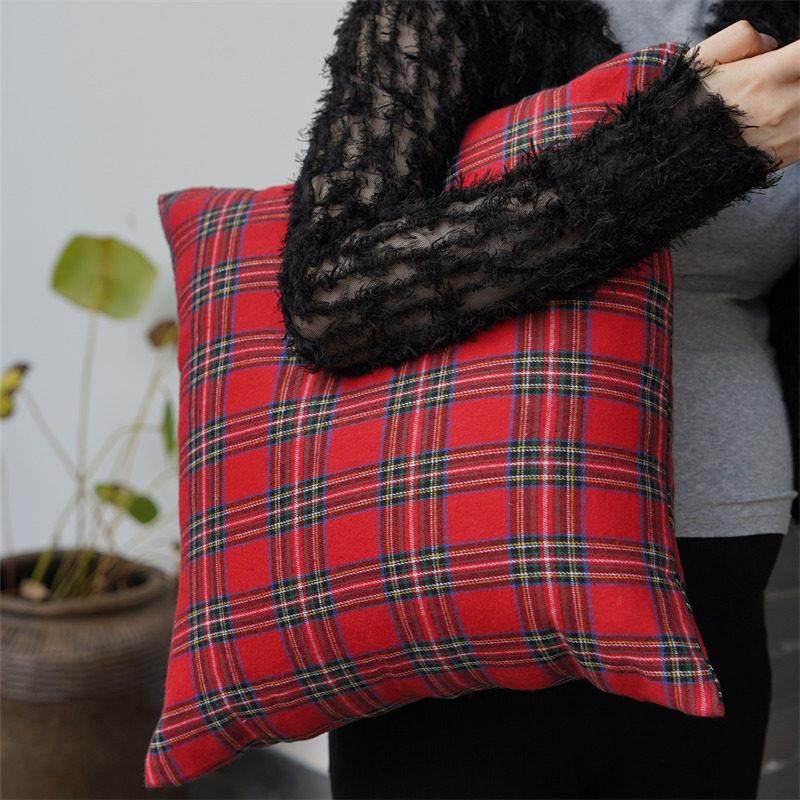 『韩风红色格子』抱枕套北欧圣诞节装饰抱枕靠枕民宿客厅靠垫抱枕