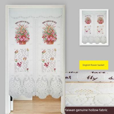 新产品带杆英文花篮好运风水门帘布浴室日式隔断卧室厨房免打孔