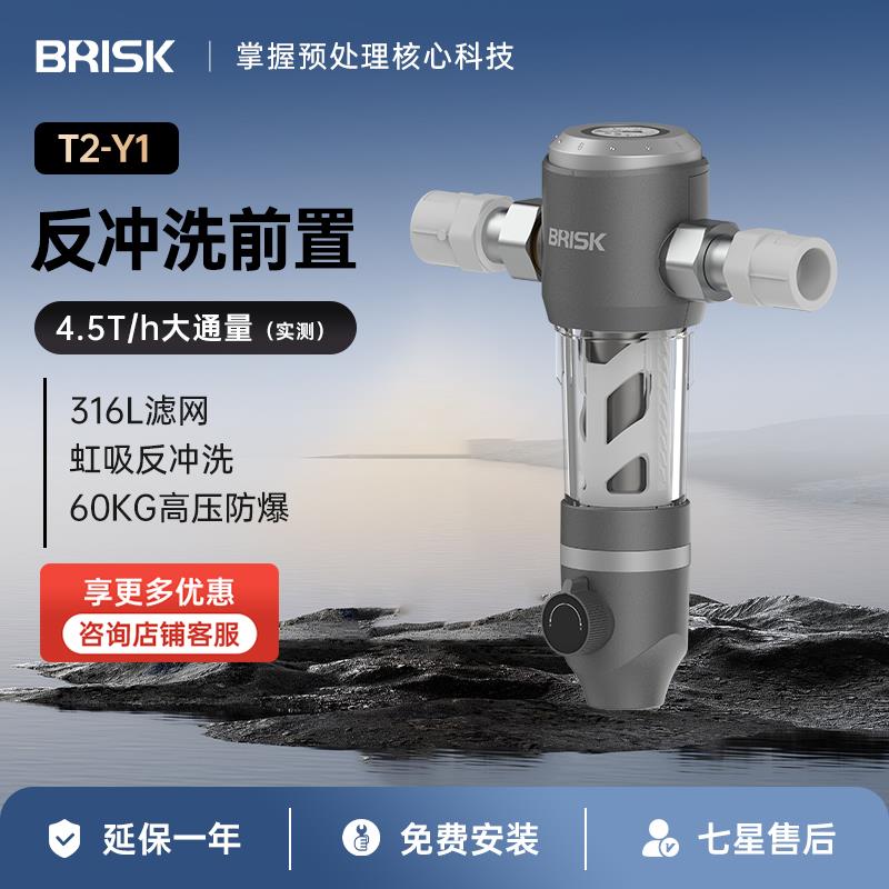 倍瑞康T2反冲洗前置过滤器全屋净水器家用自来水过滤器手动清洗