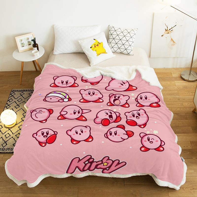 可爱星之卡比毛毯秋冬保暖办公室午睡盖毯法兰绒午休毯子披肩学生