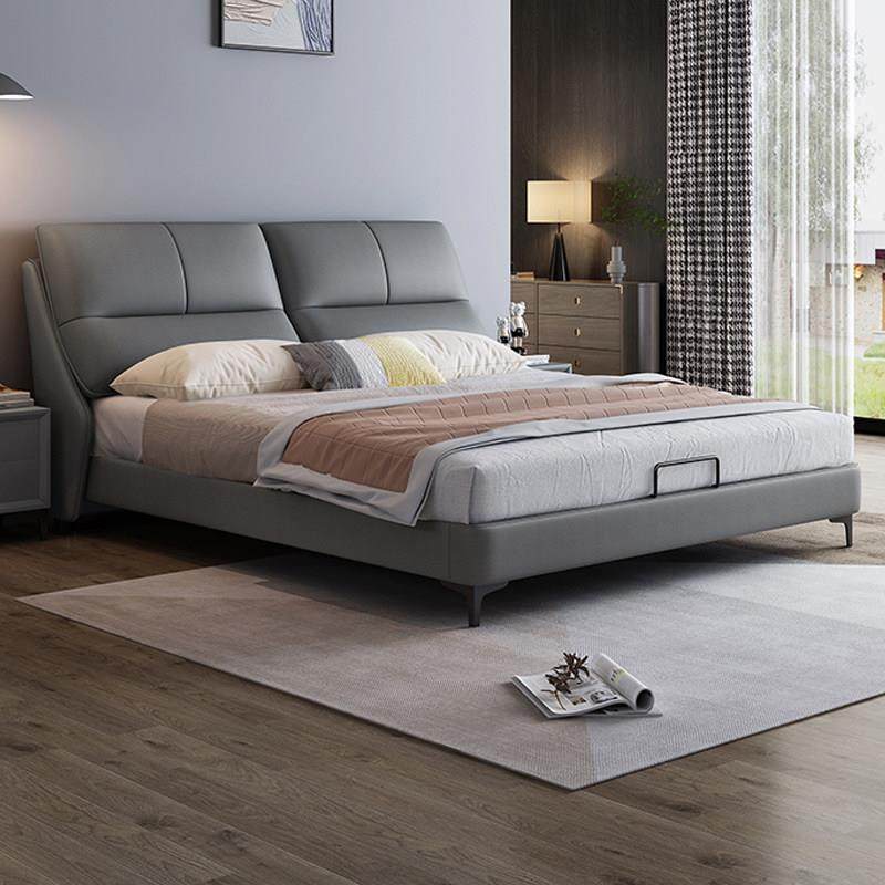 2024年新款现代简约皮床主卧室高端大气双人1米8软包实木储物大床