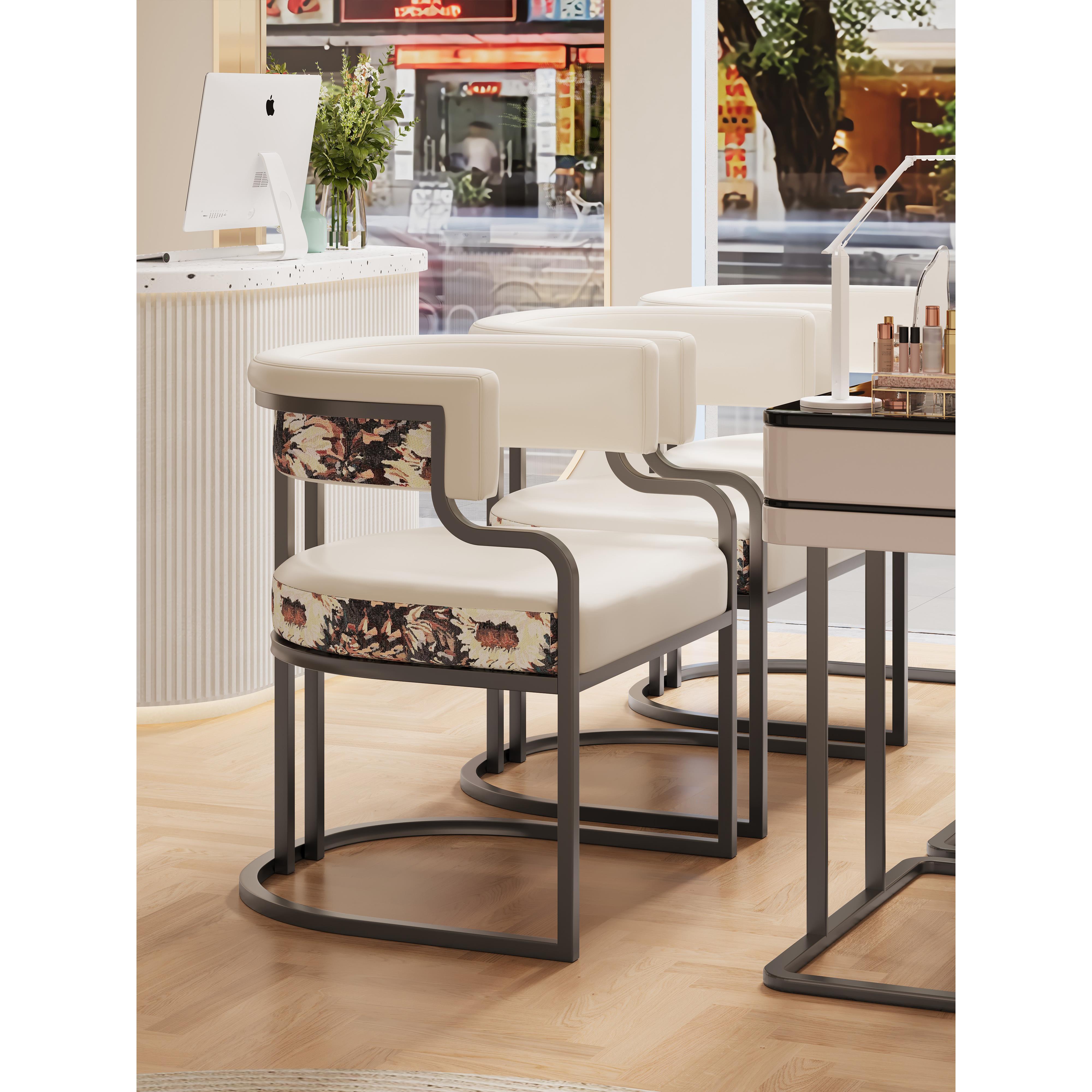 中古风化妆椅家用轻奢高级感黑色女生卧室梳妆椅美甲店顾客专用椅