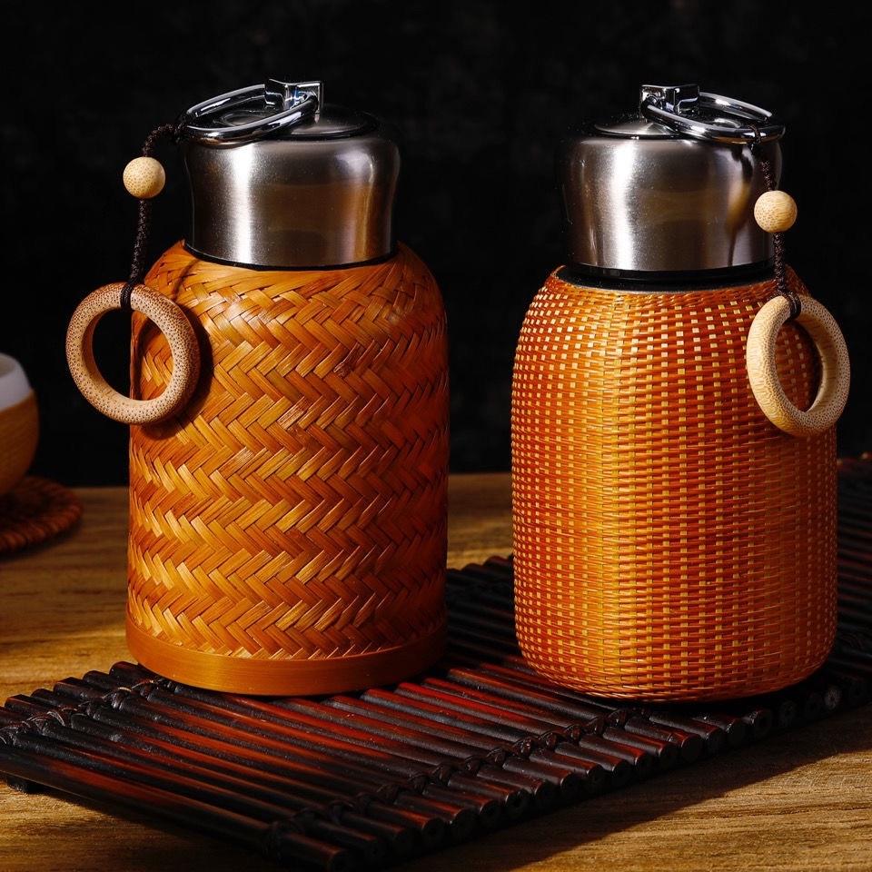 竹柒阁手工竹编保温杯编织茶杯竹丝迷你不锈钢保温茶杯水杯手雷杯