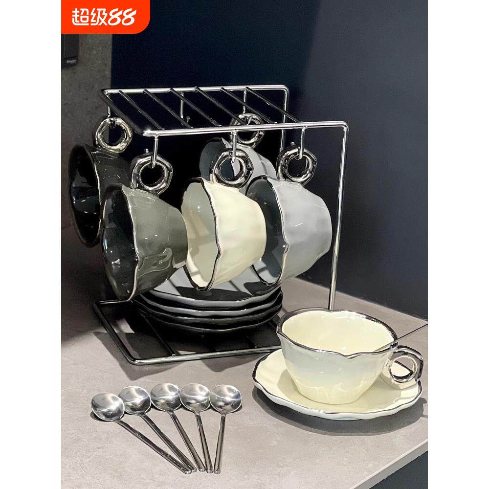 轻奢咖啡杯子高档陶瓷杯精致碟下午茶餐具水杯子日欧式高级感套装