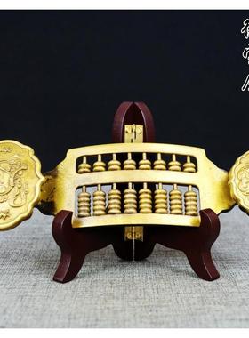 黄铜实心铜算盘纯铜如意算盘摆件家居装饰品办公室工艺品创意礼品