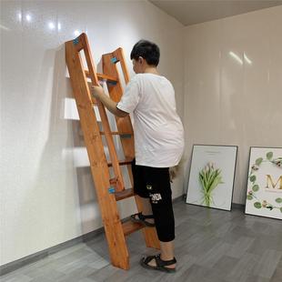 木梯子登高梯家用室内木质65度带扶手直梯爬单一字梯阁楼实木楼梯