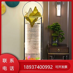 客厅现代水幕墙循环景观电视柜旁落地创意大流水招财装饰