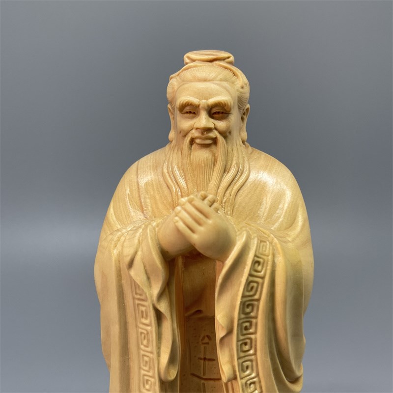 小叶黄杨木雕子雕像圣夫子家居书房装饰收藏工艺礼品