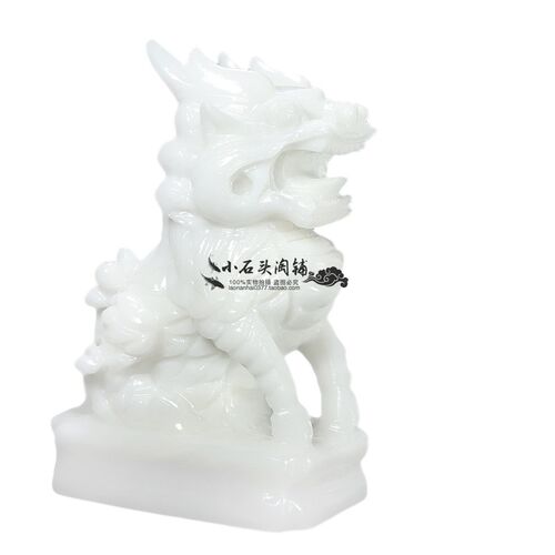 天然玉石麒麟手工雕刻客厅玄关台汗白玉雕刻工艺品