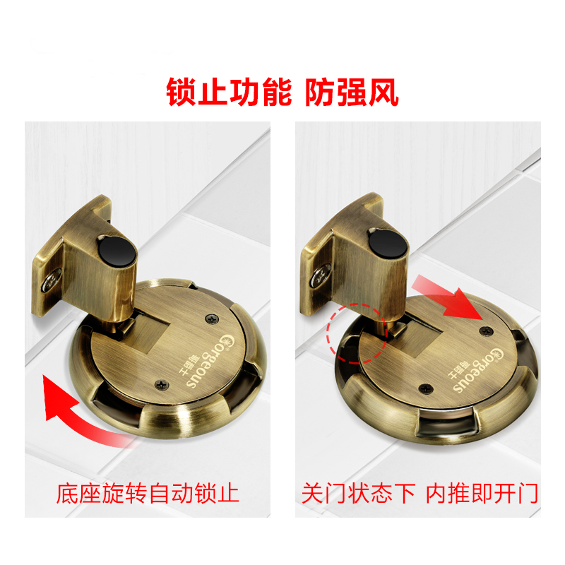 中国防撞门挡机械门吸门阻卫生间卧室地装隐形器无磁防风地吸门碰