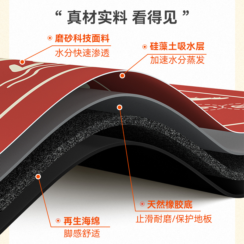 厨房地垫吸水可擦防滑防油免洗硅藻泥浴室卫生间脚垫门口家用地毯