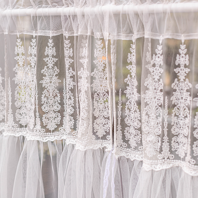 法式轻奢白色蕾丝短帘厨房免打孔半帘小清新纱帘隔断门帘飘窗窗帘