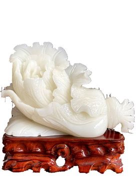 天然玉石白菜摆件手工雕刻玄关办公室装饰店铺开业乔迁送礼品招财