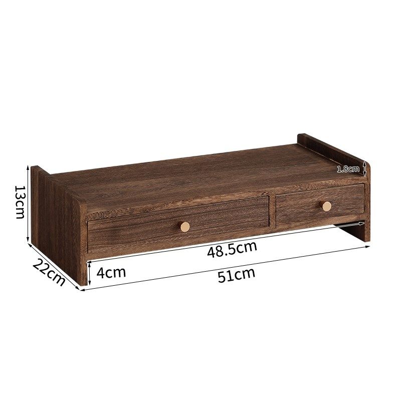 纯实木桌面电脑显示器增高架木质带抽屉收纳置物办公室护颈免组装