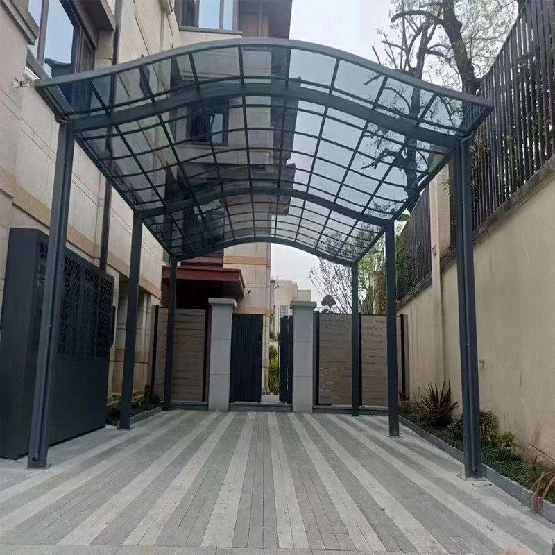 户外铝合金雨棚遮阳棚别墅庭院汽车轿车停车棚PC耐力板顶棚材质