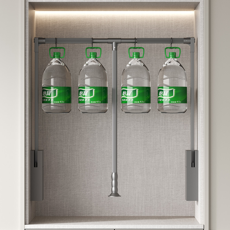 下拉式挂衣杆衣帽间家用可伸缩衣通衣柜挂衣架柜内缓冲升降挂衣器