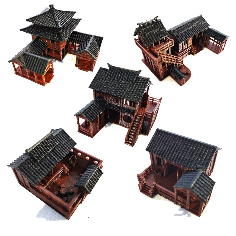钰书房微景观沙盘房屋市井民居摆件装饰配件鱼缸水陆缸古建筑模型