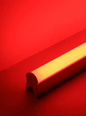 红色灯管红光灯条led灯带T5T8光管线条日光灯装饰网红一体化220V