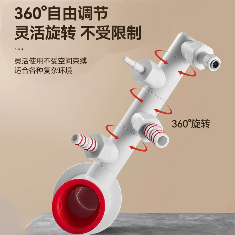 阳台洗衣机下水三头通分水器烘干机地漏排水管道防返水防返臭接头