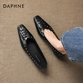 子女ins潮百搭小众2026新款 春季 浅口单鞋 达芙妮黑色皮鞋 复古女鞋