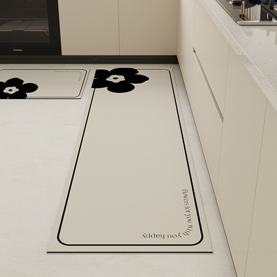 奶油风厨房地垫硅藻泥吸水吸油可擦免洗家用门口脚垫防滑垫子