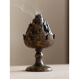 梵汝 纯铜博山炉彷古做旧香炉家用室内盘香香薰炉沉香檀香香篆炉