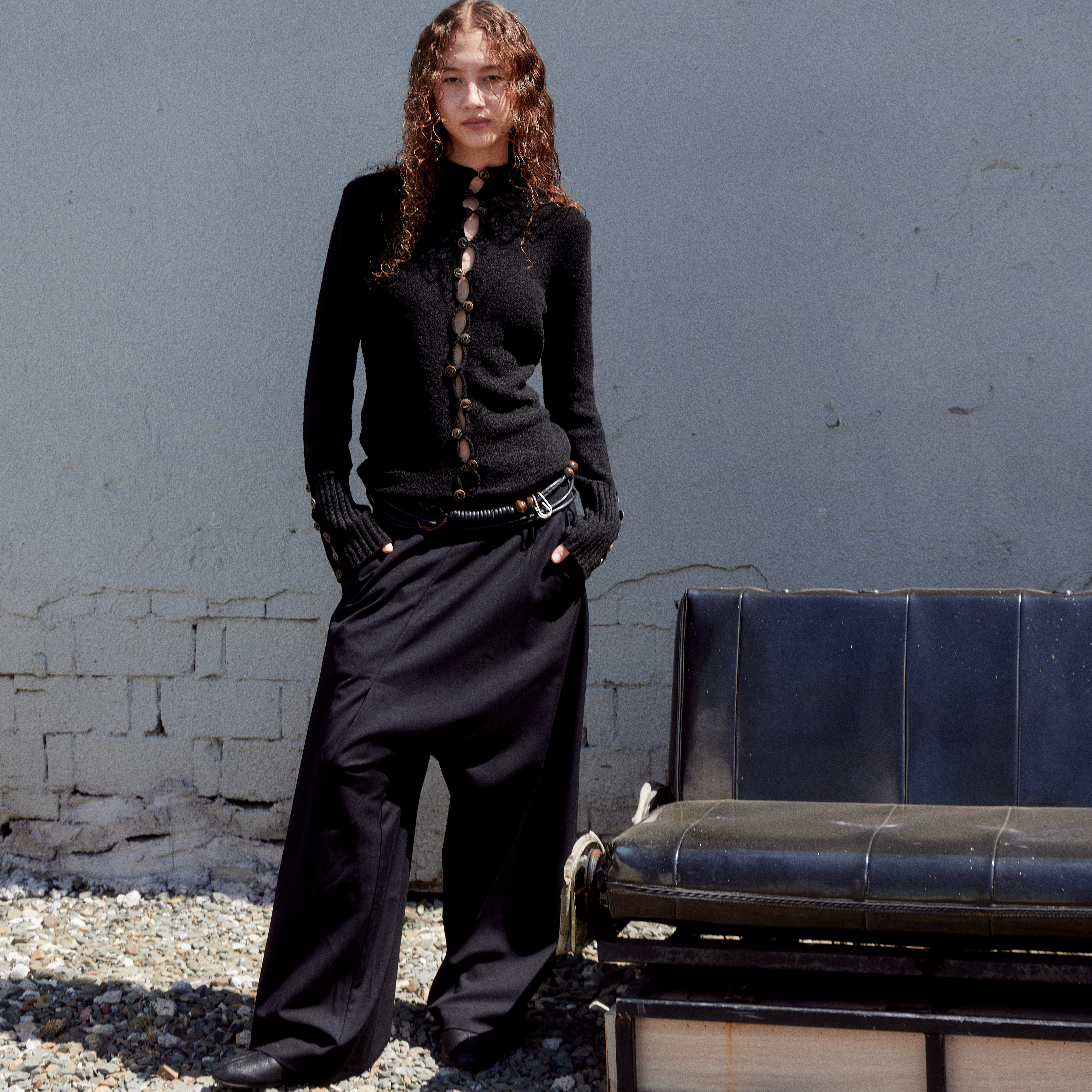 松弛感不规则休闲长裤女