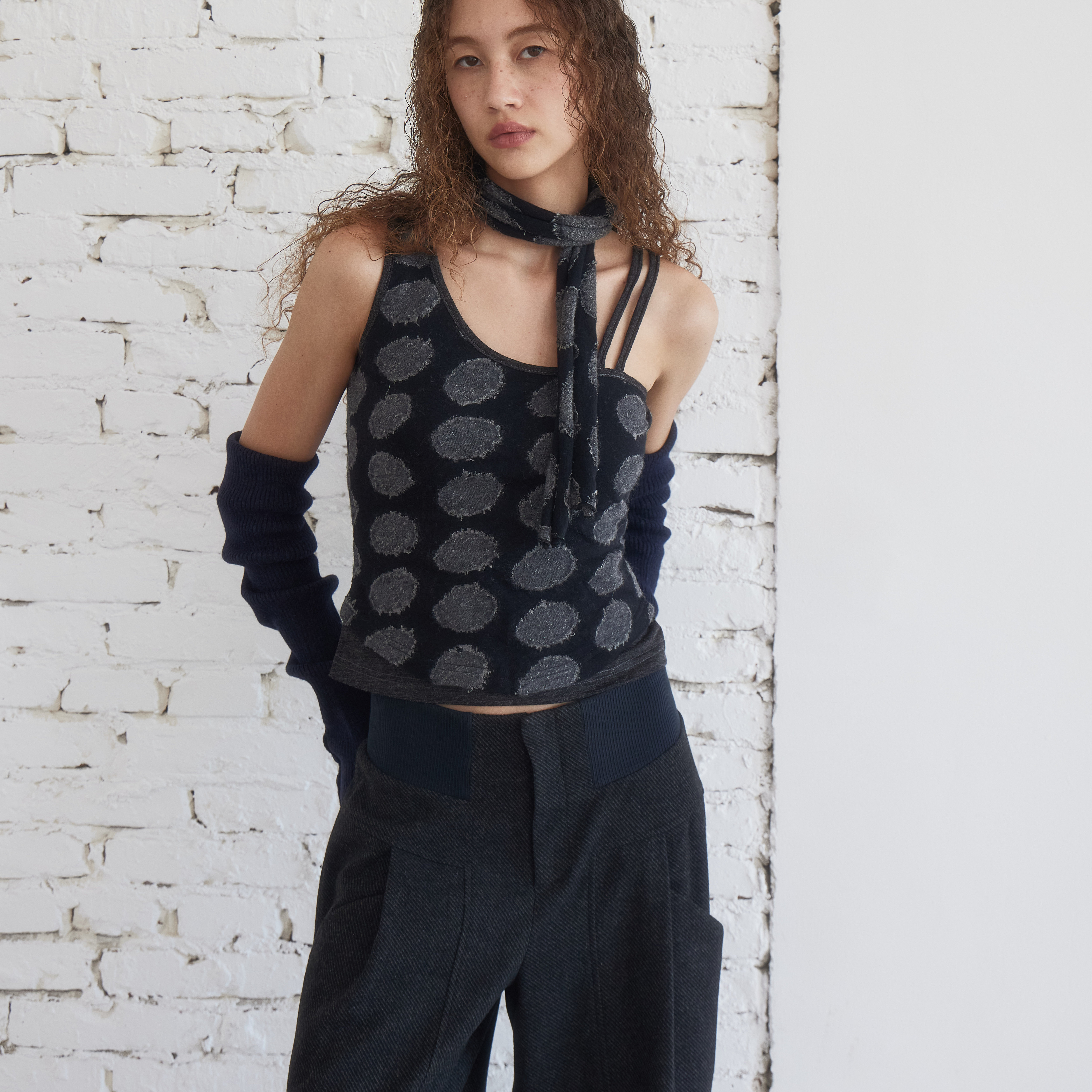 nullnone波点针织吊带背心