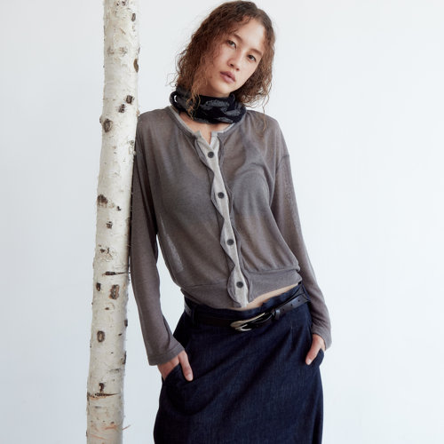 nullnone灰色轻薄纽扣开衫