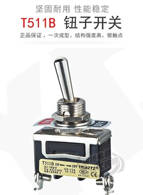 包邮 T511B 2档2脚单刀单掷 摇头摇臂拨动钮子开关 12mm 两档两脚