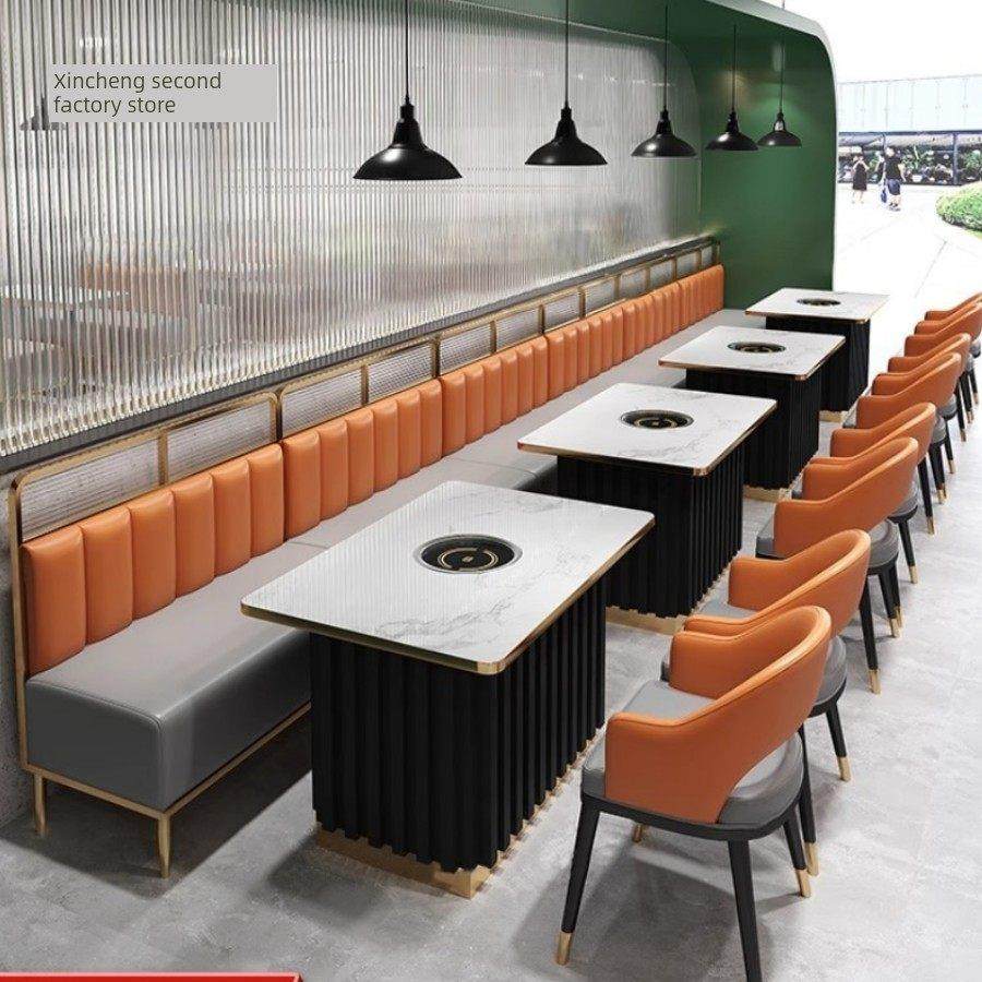 大理石商用火锅桌子电磁炉一体烤肉桌椅组合,住宅家具,岩板餐桌,淘宝优惠券,粉丝福利购,淘宝优惠卷