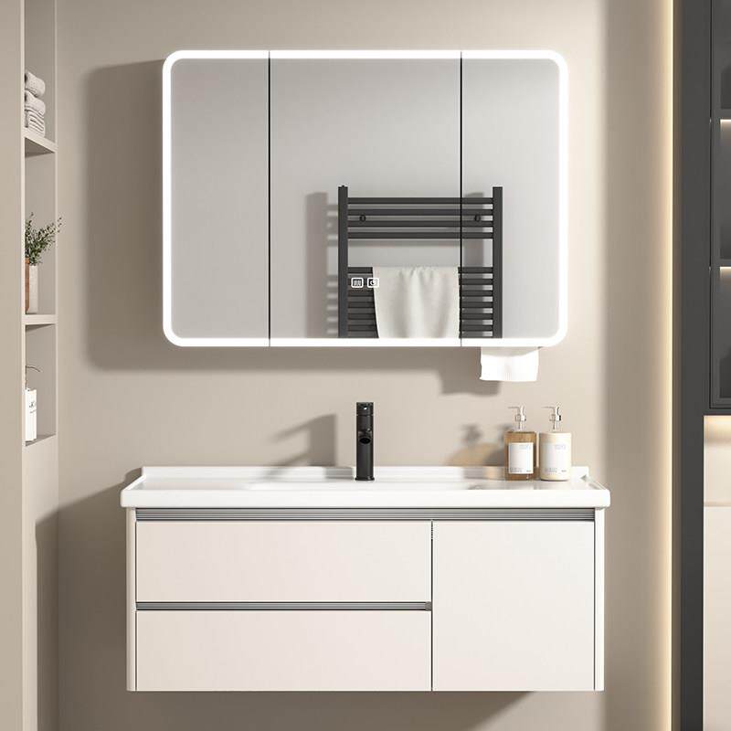 化妆室洗手盆柜组合加厚铝蜂窝浴室柜陶瓷一体洗脸盆双抽屉洗漱台