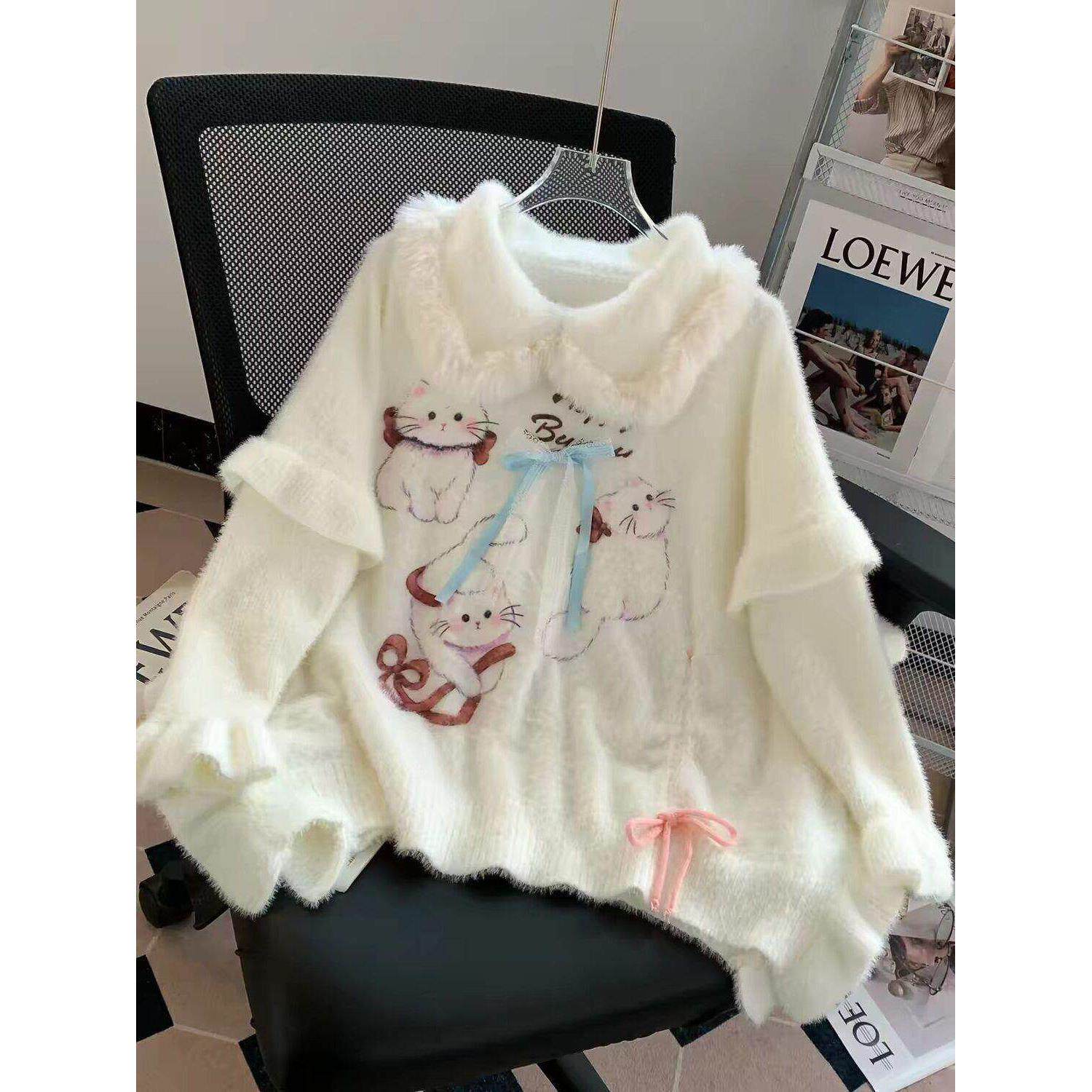 奶呼呼可爱甜美软糯甜妹斗篷毛衣女秋冬穿搭宽松慵懒高级感针织衫