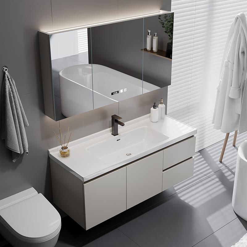 陶瓷一体盆浴室柜2024新款智能简约洗脸洗手盆柜组合卫生间洗漱台