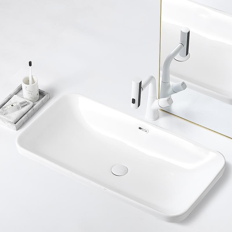 超薄边大尺寸台中盆半嵌入式陶瓷台盆卫生间家用洗脸盆阳台洗手盆